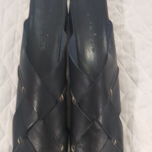 Clarks Navy Blue Leather Mules Size 9